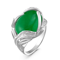 Кольцо из серебра с нат.зелёным агатом родированное 925 пробы К-3679рк409