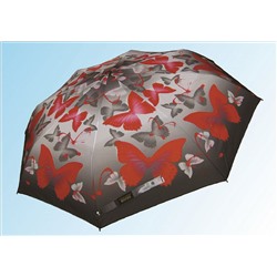 Зонт ПЛ008 красные бабочки на сером