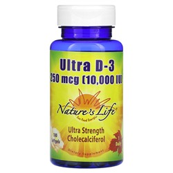 Nature's Life Ultra D-3 - 250 мкг (10,000 МЕ) - 100 мягких капсул - Nature's Life