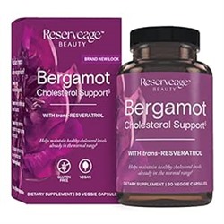 Reserveage Beauty, Bergamot Cholesterol Support with Resveratrol, Antioxidant Supplement for Cardiovascular Support & Heart Health, Vegan, 30 Capsules (30 Servings)