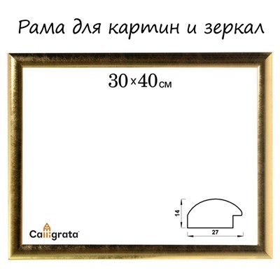 Рама для картин (зеркал) 30 х 40 х 2,7 см, пластиковая, Calligrata 6472, золотая