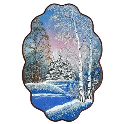 Картина с рисунком из камня, зимнее морозное утро "облачко" 31,5*46см, 700г