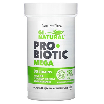 NaturesPlus GI Natural Probiotic Mega, 120 миллиардов КОЕ, 30 капсул - NaturesPlus