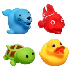 Набор резиновых игрушек для ванны «Морские друзья», 4 шт, Крошка Я