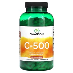 Swanson C-500, Витамин C с шиповником - 500 мг - 400 капсул - Swanson