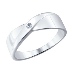 Кольцо из серебра с бриллиантом, 87010004