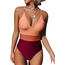 CUPSHE One Piece Swimsuit for Women Bathing Suits Deep V Neck Crisscross Back Color Block