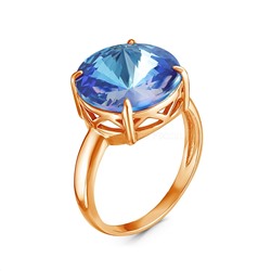 Кольцо из золочёного серебра с кристаллами Swarovski Королевский синий 925 пробы 0042кз-001L110D