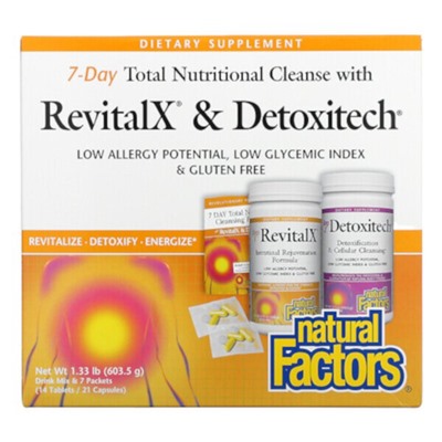 Natural Factors Полное питательное очищение за 7 дней с RevitalX и Detoxitech, 1,33 фунта (603,5 г)