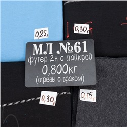 Весовой лоскут трикотаж Футер 2-х нитка с лайкрой №61 по 0,800 кг