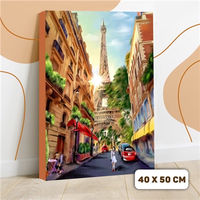 Картина по номерам на холсте с подрамником "Прогулка по Парижу" 40*50 см