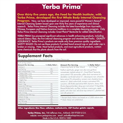Yerba Prima Women's Renew Internal Cleansing, 3 Part Program, 300 Capsules