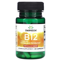 Swanson Витамин B12 - 500 мкг - 30 капсул - Swanson