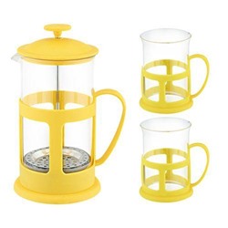 Набор чайный/кофейный (кофе-пресс и 2 чашки) PFP01-600ML-SET, цвета в ассортименте арт.950083 РСВ-14
