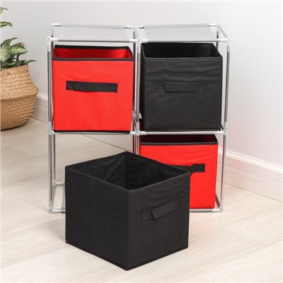 Стойка для хранения одежды Доляна, 4 короба, 60×29×60 см, цвет красно-чёрный