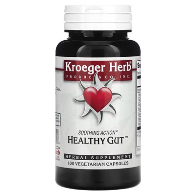 Kroeger Herb Co Здоровый кишечник, 100 вегетарианских капсул
