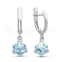 Серьги из серебра с кристаллами Swarovski родированные 925 пробы 0072с-202