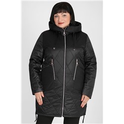 Куртка-пальто черного цвета с накладными карманами