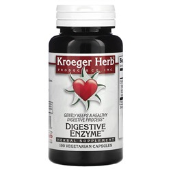 Kroeger Herb Co Пищеварительный фермент, 100 вегетарианских капсул