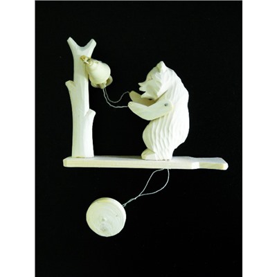 Богородская игрушка "Медведь с колоколами" арт.8024 (РНИ)