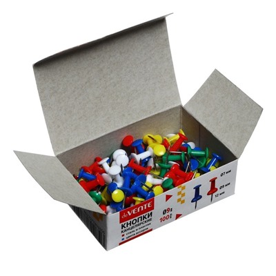 Кнопки силовые цветные, 100 штук, deVENTE, d-9мм, картонная коробка