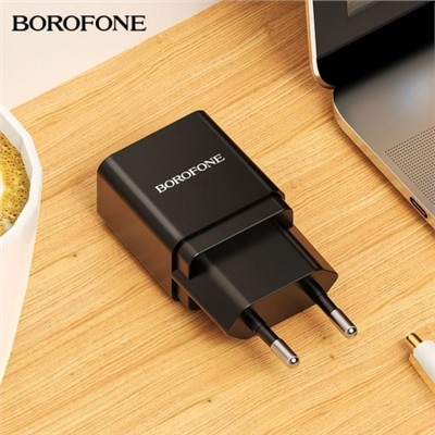 Зарядное устройство Borofone BA19A, 1А USB + кабель Micro USB, черное