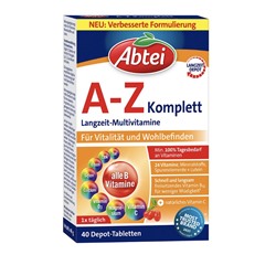 Abtei A-Z Complete 40st Мультивитамины От А до Z Komplette в таблетках, на 100% покрывают суточную потребность, 40 шт