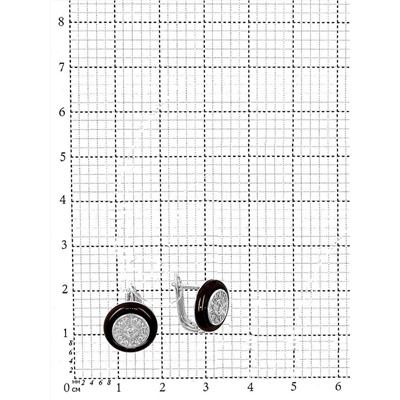 Серьги из родированного серебра с куб.цирконием и керамикой 925 пробы CTX-E022-6