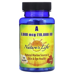 Nature's Life Витамин А, 3000 мкг (10 000 МЕ), 100 капсул