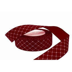 Репсовая лента с рисунком "Сетка" (насыщенно-бордовый), 25мм * 25 ярдов (+-1)
