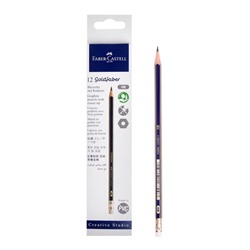 Карандаш чёрнографитный Faber-Castell профессиональный, Goldfaber 1222 HB, с ластиком