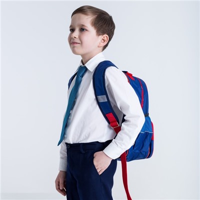 Рюкзак школьный, 37 х 26 х 13 см, эргономичная спинка, Calligrata ОРТ "Щенок на джинсе", синий
