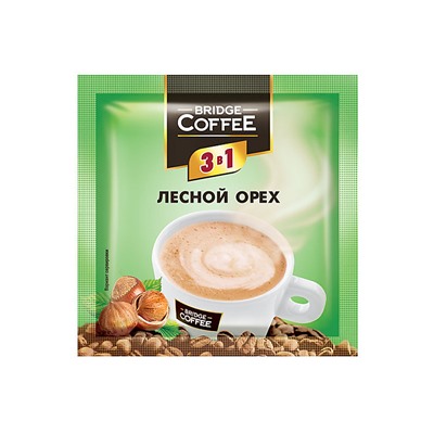 «Bridge Coffee», напиток кофейный 3 в 1 с ароматом лесного ореха, 20 г (упаковка 40 шт.)