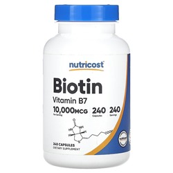 Nutricost Биотин - 10000 мкг - 240 капсул - Nutricost