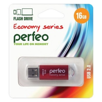 16Gb Perfeo E01 Red Economy Series USB 2.0 (PF-E01R016ES)