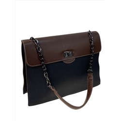 Женская сумка из искусственной кожи и текстиля, цвет черный с шоколадом