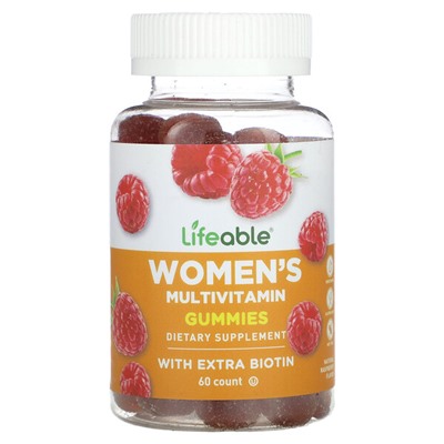 Lifeable Женские мультивитамины, натуральная малина, 60 жевательных таблеток
