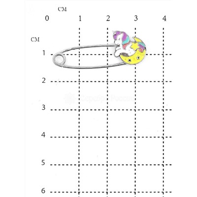 Булавка детская из серебра с эмалью родированная Б-767эр
