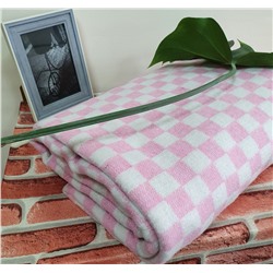 Одеяло байковое  140х205 розовая клетка пл.420гр.(ОБ-200)