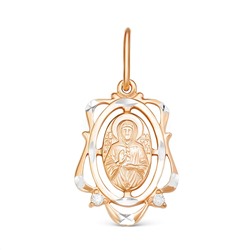 Подвеска-икона из золочёного серебра с фианитами и алмазной огранкой - св.Матрона 925 пробы 3-525з