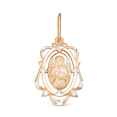 Подвеска-икона из золочёного серебра с фианитами и алмазной огранкой - св.Матрона
