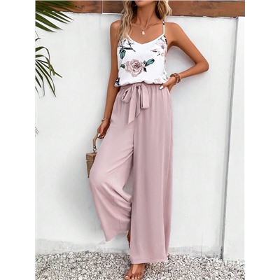 SHEIN Frenchy Blume Muster, Cami Top mit & Hose mit weiten Beinen,