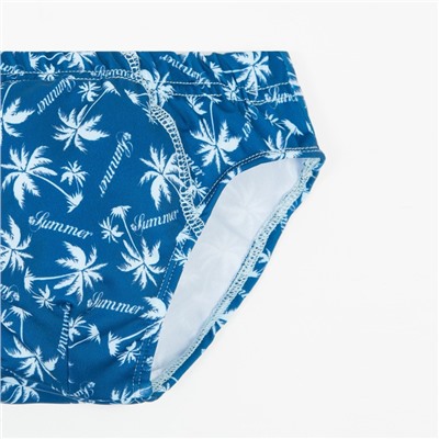 Плавки купальные для мальчика, цвет тёмно-синий/пальмы, рост 110 см