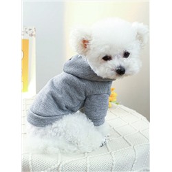 1 Stück Haustier-Kleidung, Kapuzenpullover für Hunde und Katzen, warmes, weiches, bequemes Winter-Outfit für kleine und mittelgroße Hunde und Katzen, einfarbiges Grau