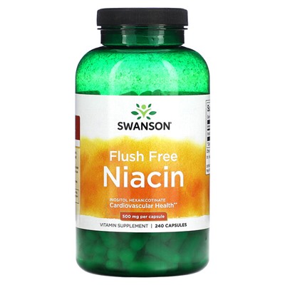 Swanson Flush Free с ниацином, 500 мг, 240 капсул
