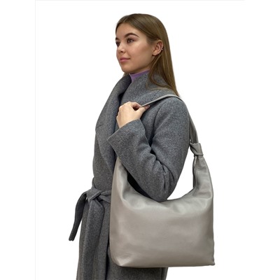 Женская сумка из натуральной кожи, цвет светло серый