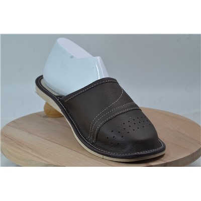 080-40  Обувь домашняя (Тапочки кожаные) цвет темно-коричневый размер 40