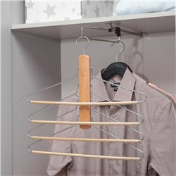 Плечики-вешалки органайзер для одежды LaDо́m, 4х-уровневая, светлое дерево сорт А, 41×38 см