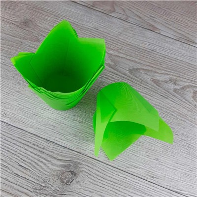 Капсулы бумажные для кондитерских изделий 10 шт Тюльпан Зеленые