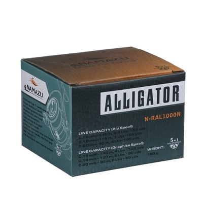 Катушка б/и Namazu PRO Alligator NEW AL 1000, 5+1 подшипник, 5.1:1, металлическая шпуля + запасная